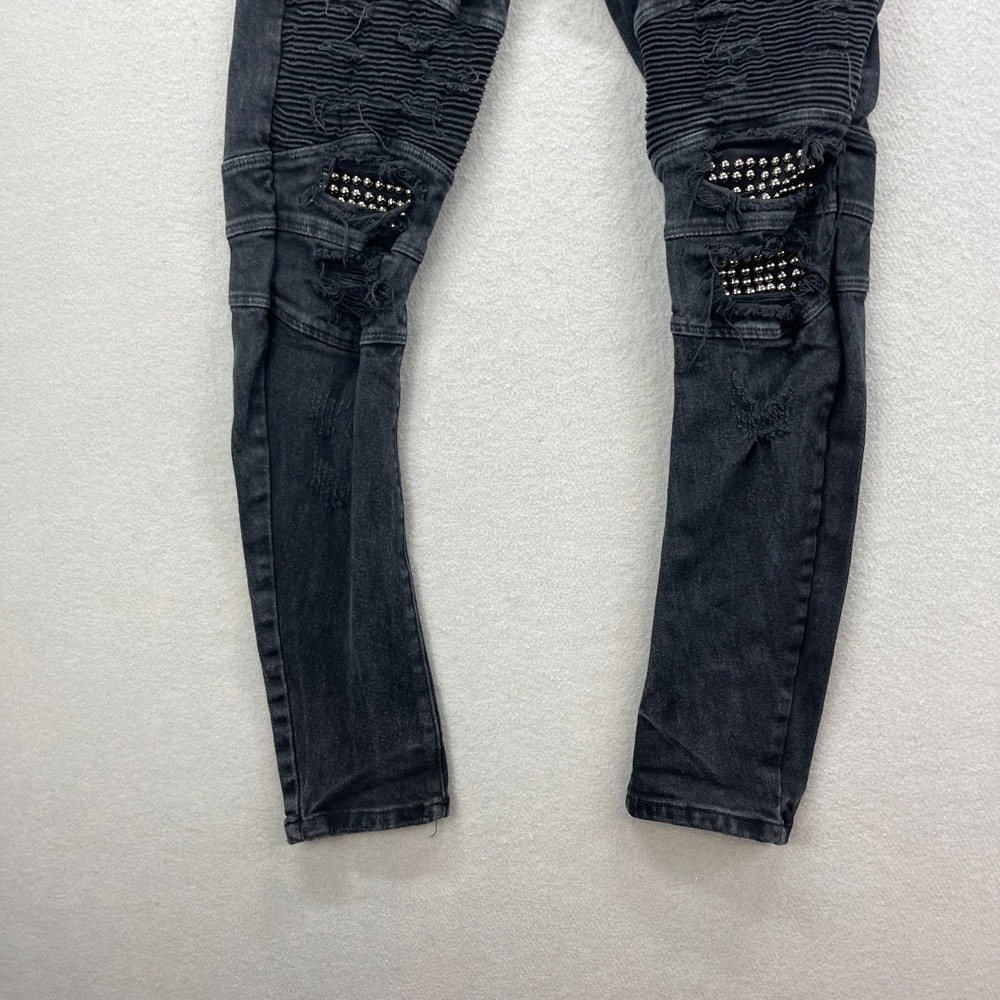 Rue21 Skinny Arc Supreme Flex Jeans Mens 30x30.5* Black Distressed Denim Pants - Picture 3 of 13